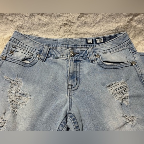 MISS ME BOYFRIEND CAPRI Women’s Distressed Straight Leg  Zipper JEANS SIZE 27 - Picture 4 of 16